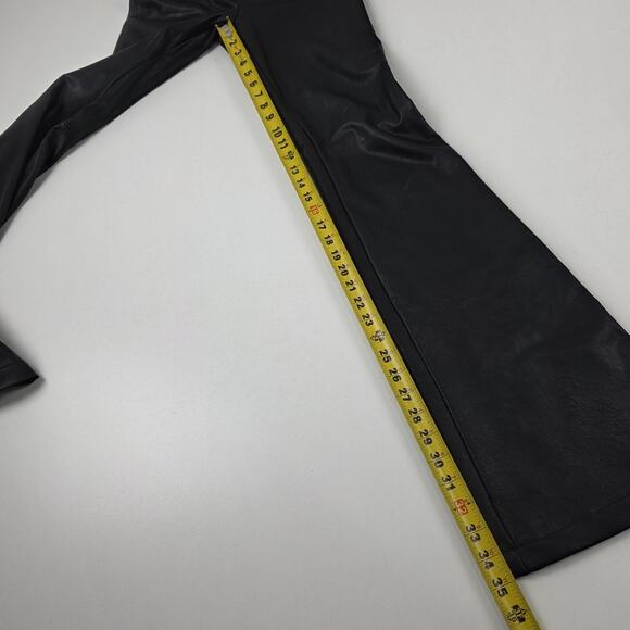 Spanx Pants Womens Small Black Flare Faux Leather‎ Pull On High Rise Stretch - Picture 9 of 13